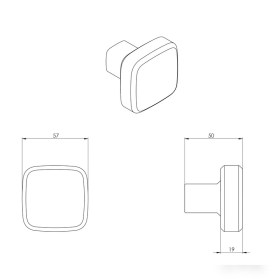 Ручка Verum Nuda Cham двусторонняя фиксированная - Тех.рисунок NUDA CHAM