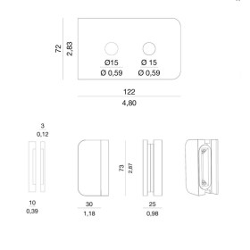 Замок магнитный для стеклянных дверей Verum Nuda Total Glass PZ - Тех.рисунок NUDA TOTAL GLASS